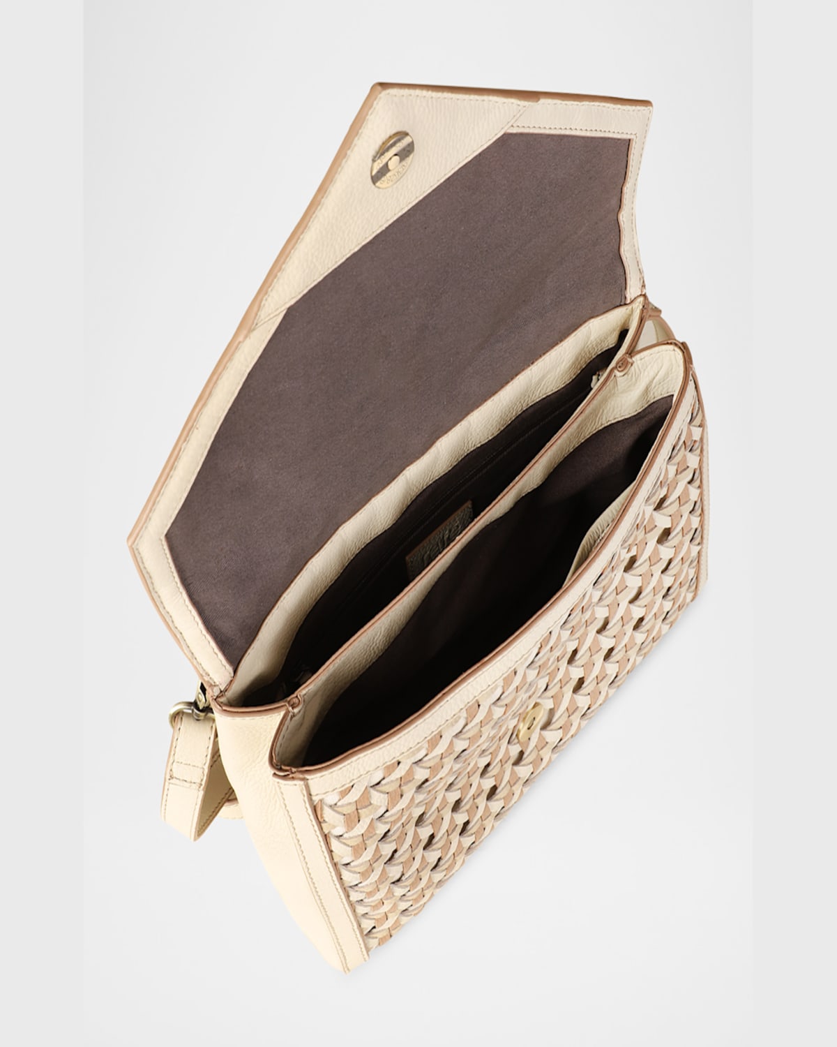 Rafe Jamie Envelope Woven Leather Clutch Bag In Off White
