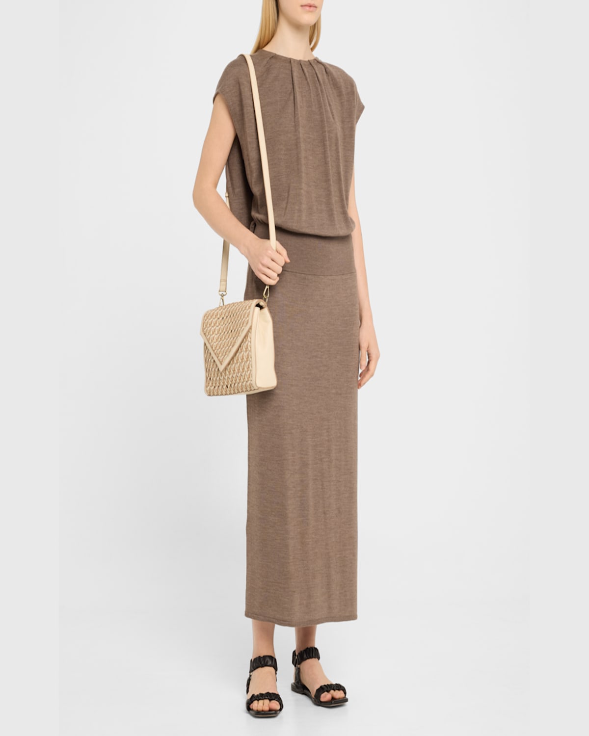 Rafe Jamie Envelope Woven Leather Clutch Bag In Off White
