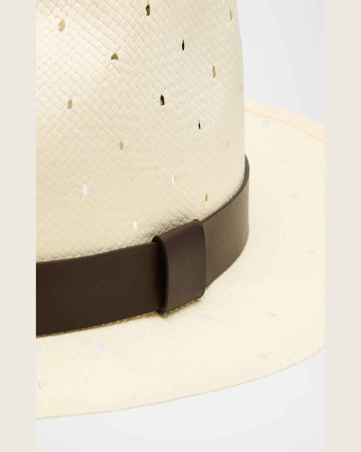 Giorgio Armani Men's Speckled Leather-trim Fedora Hat In White