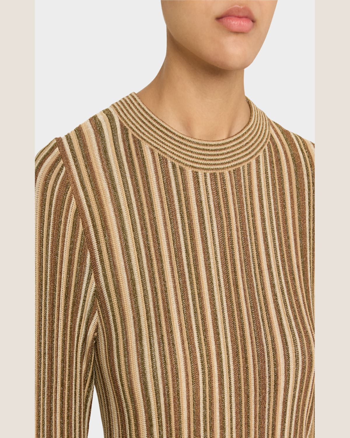 Veronica Beard Jane Stripe Long-sleeve Mini Dress In Gold Bronze
