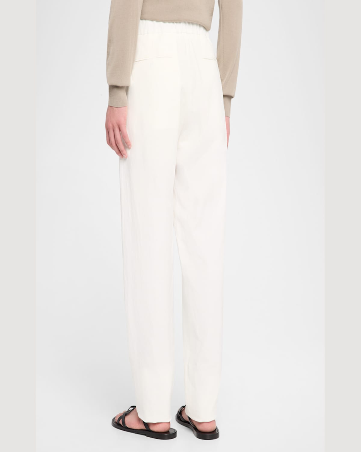 Giorgio Armani Men's Linen Drawstring Trousers In White Multi