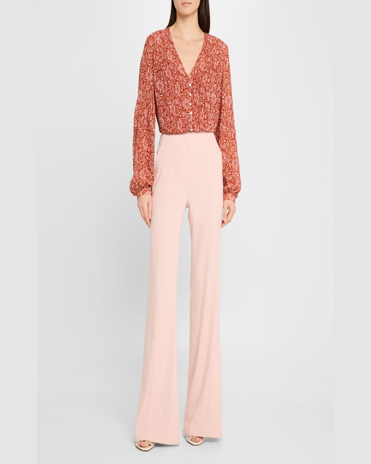 VERONICA BEARD CALVIN PRINTED LONG-SLEEVE BLOUSE 