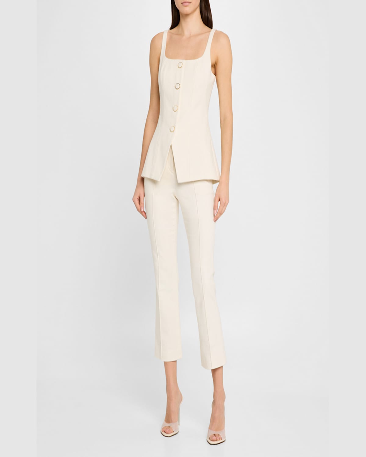 Veronica Beard Liana Stretch Cotton Tunic Top In Ecru