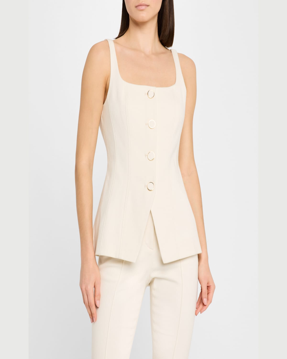 Veronica Beard Liana Stretch Cotton Tunic Top In Ecru