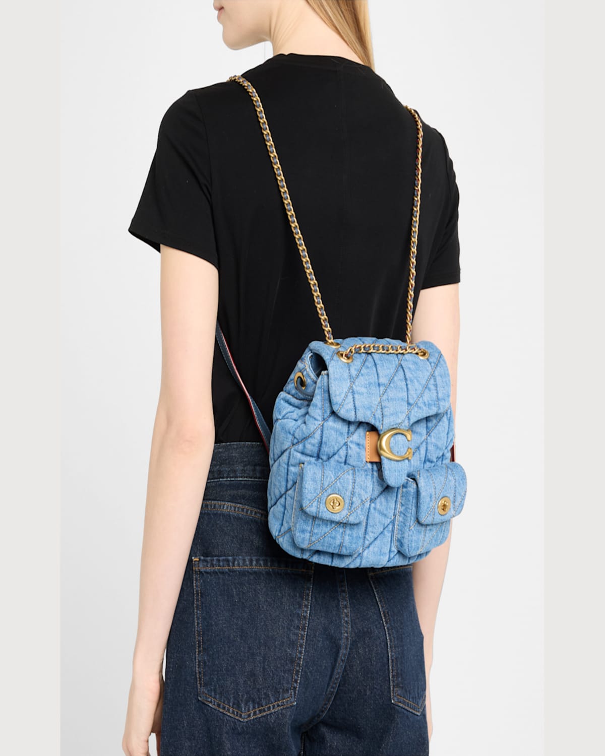 Coach Tabby Quilted Denim Backpack In Indigo