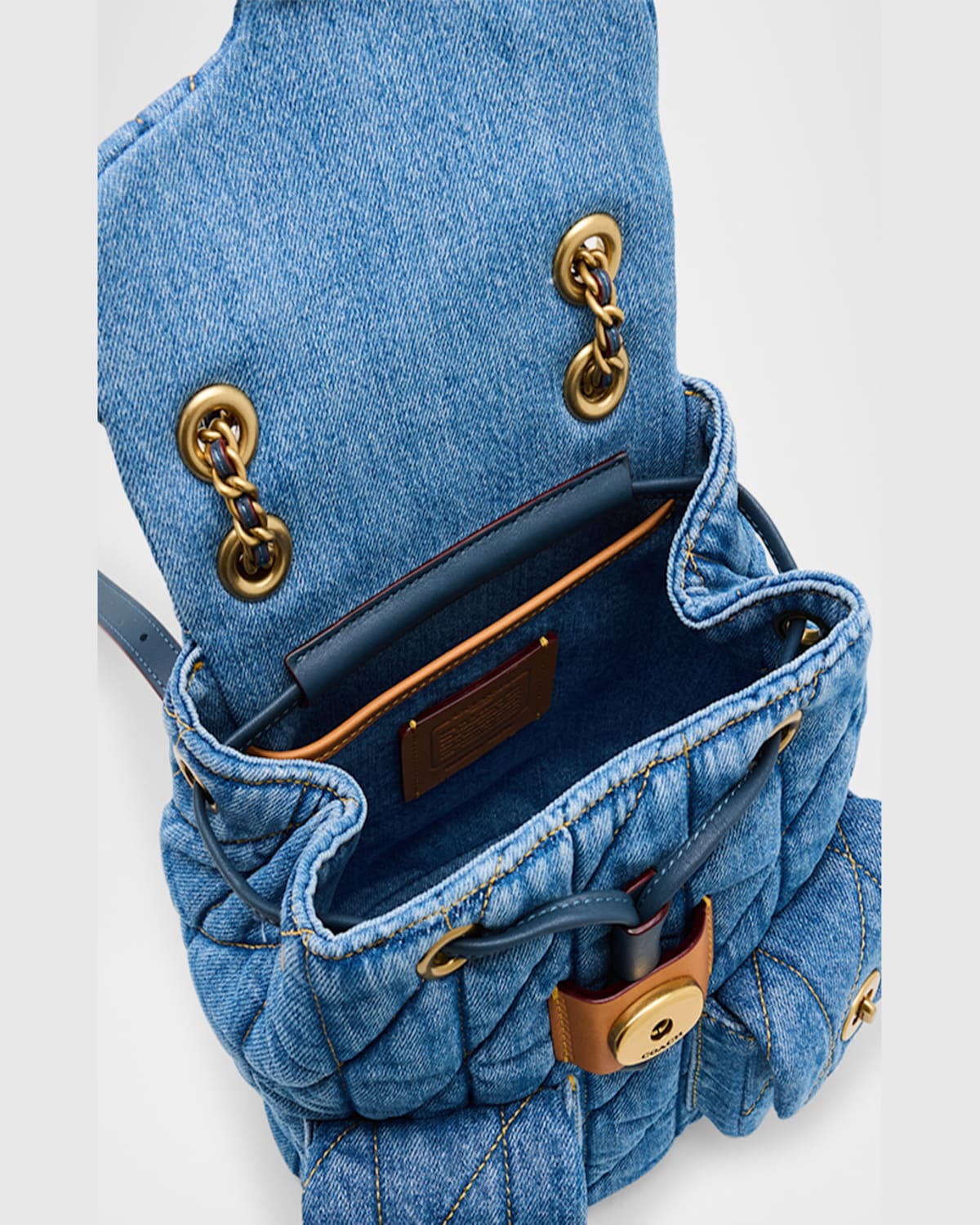 Coach Tabby Quilted Denim Backpack In Indigo