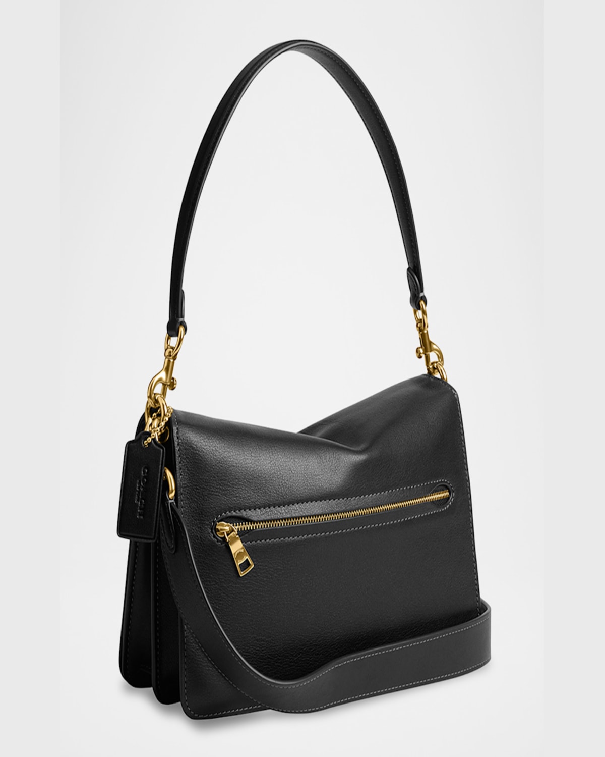 Coach Tabby Grain Leather Shoulder Bag With Chain In Black