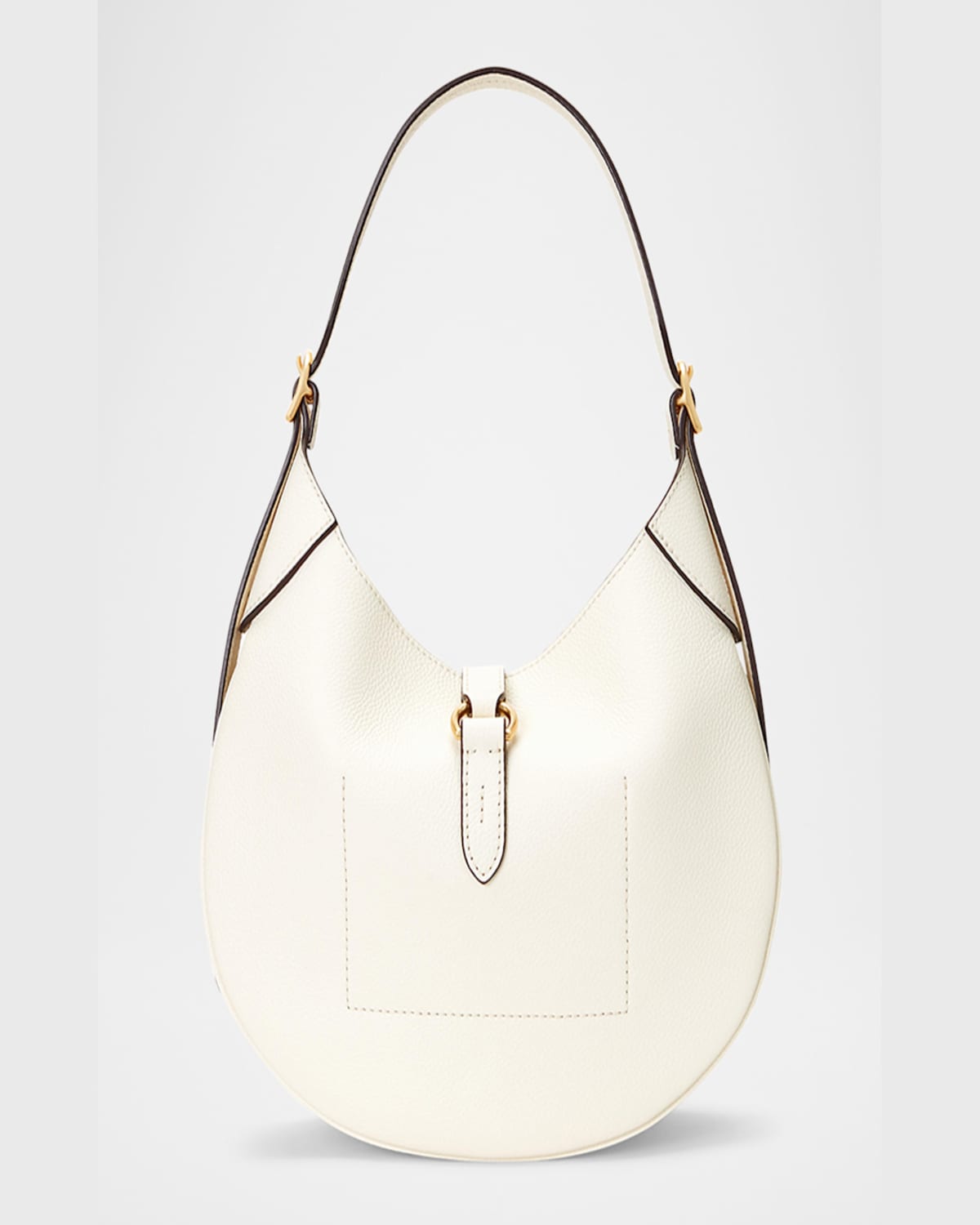 Polo Ralph Lauren Polo Id Small Leather Shoulder Bag In Ivory