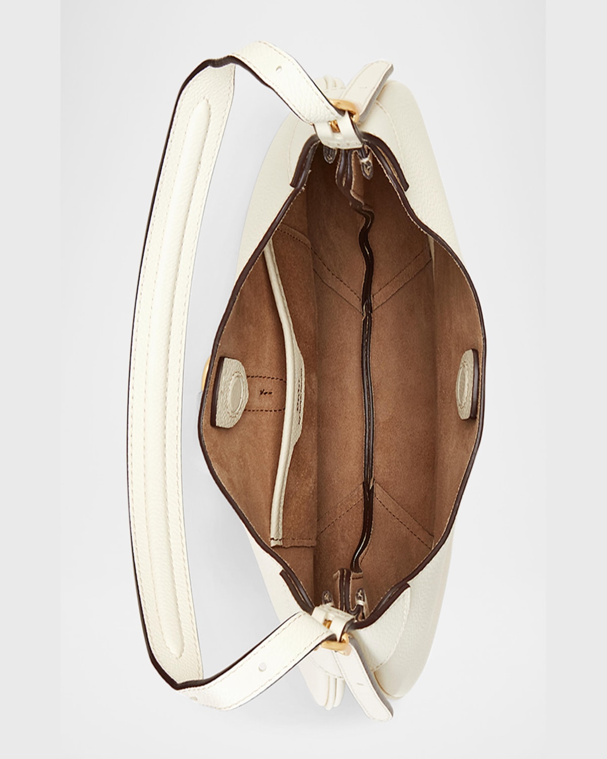 Polo Ralph Lauren Polo Id Small Leather Shoulder Bag In Ivory