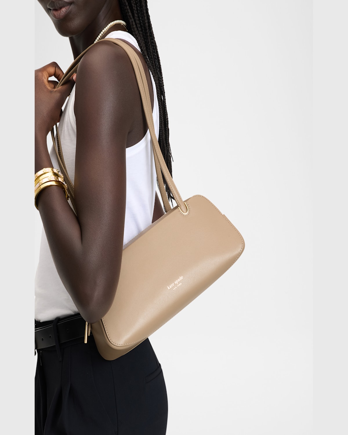 Kate Spade New York Grace Fine Grain Leather Shoulder Bag In Timeless Taupe