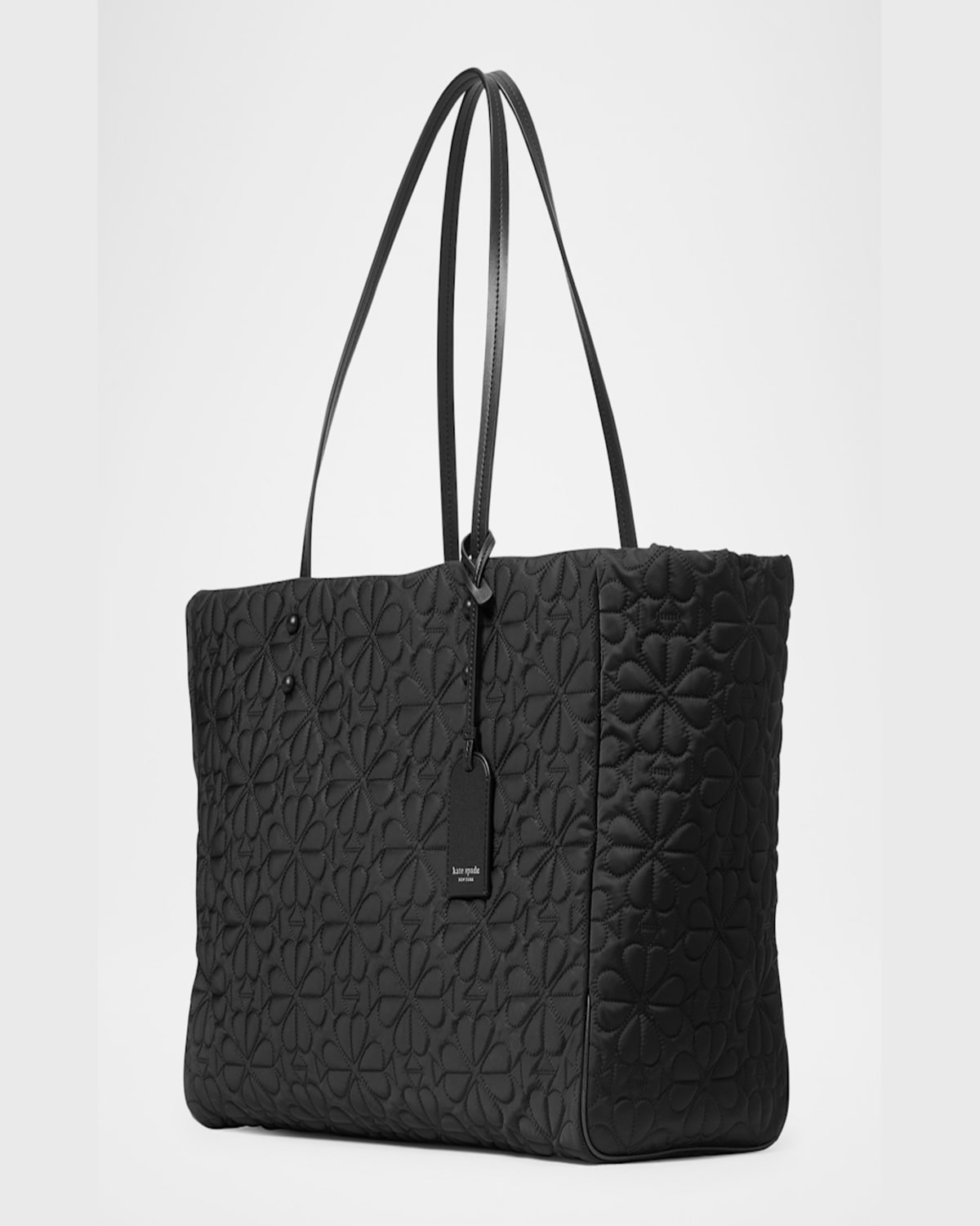 Shop Kate Spade Tilly Large Quilted Fabric Tote Bag In Black