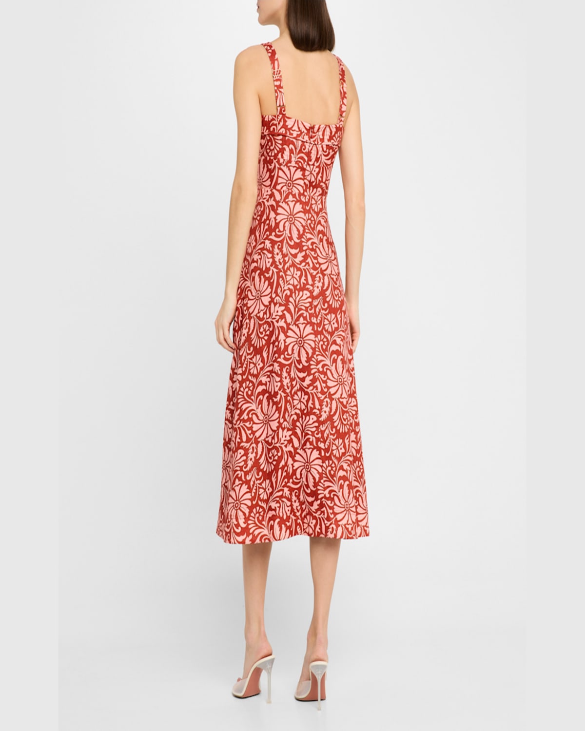 Veronica Beard Aila Printed A-line Midi Dress In Dark Persimmon Multi