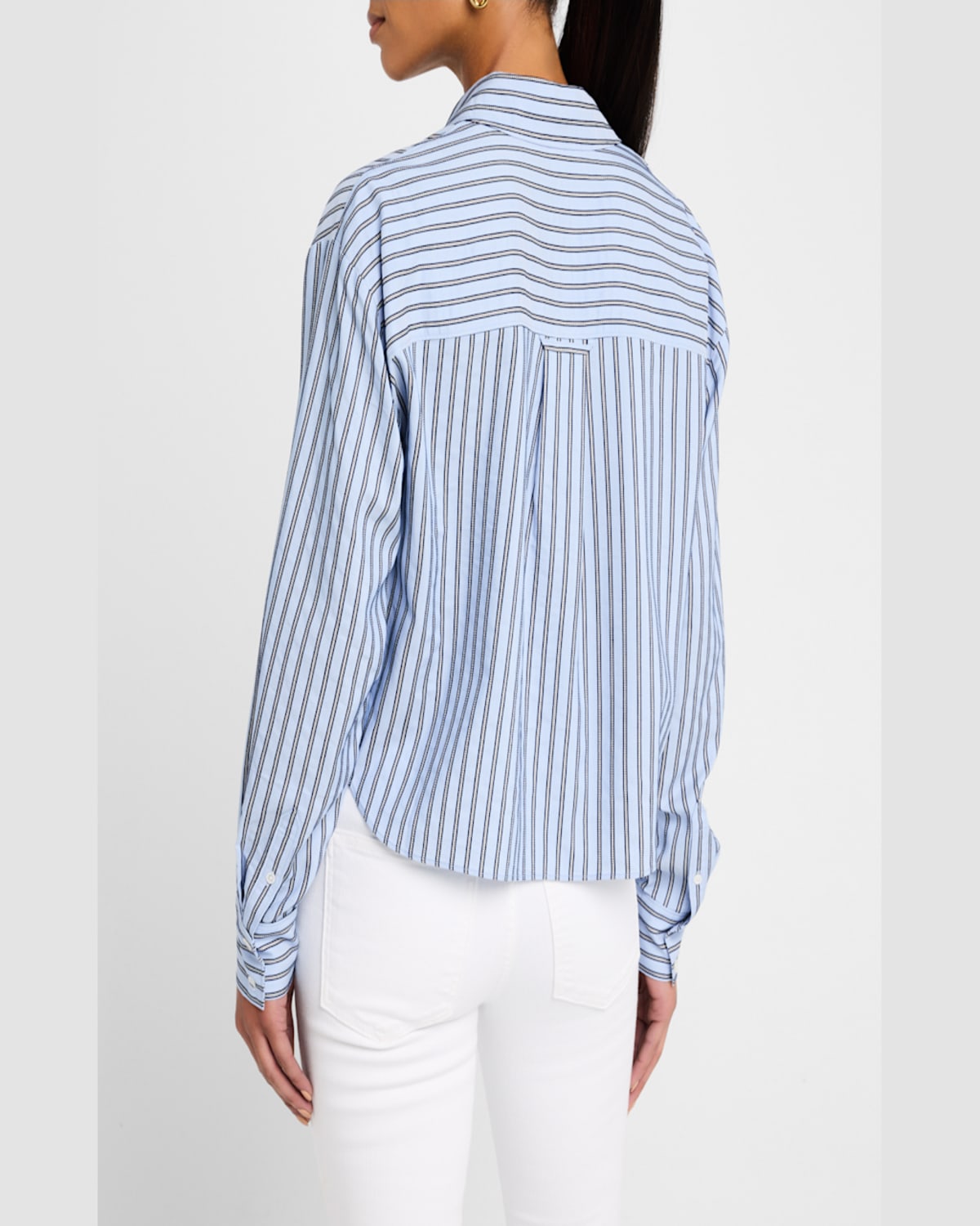 Veronica Beard Khai Stripe Long-sleeve Top In Bluebell Multi
