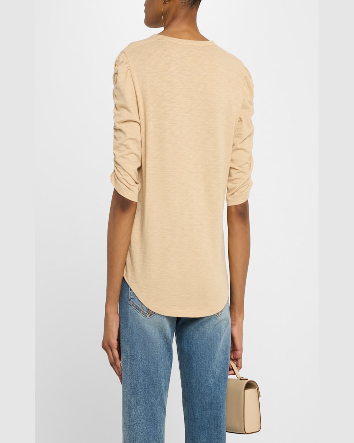 Veronica Beard Waldorf Long Sleeve Cotton T-shirt In Pink Clay