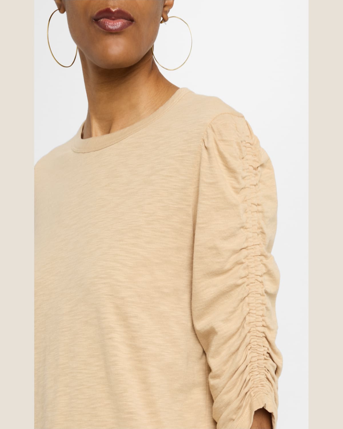 Veronica Beard Waldorf Long Sleeve Cotton T-shirt In Pink Clay