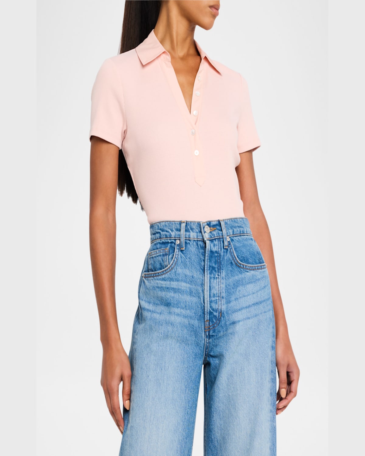 Veronica Beard Kearney Short-sleeve Polo Tee In Navy