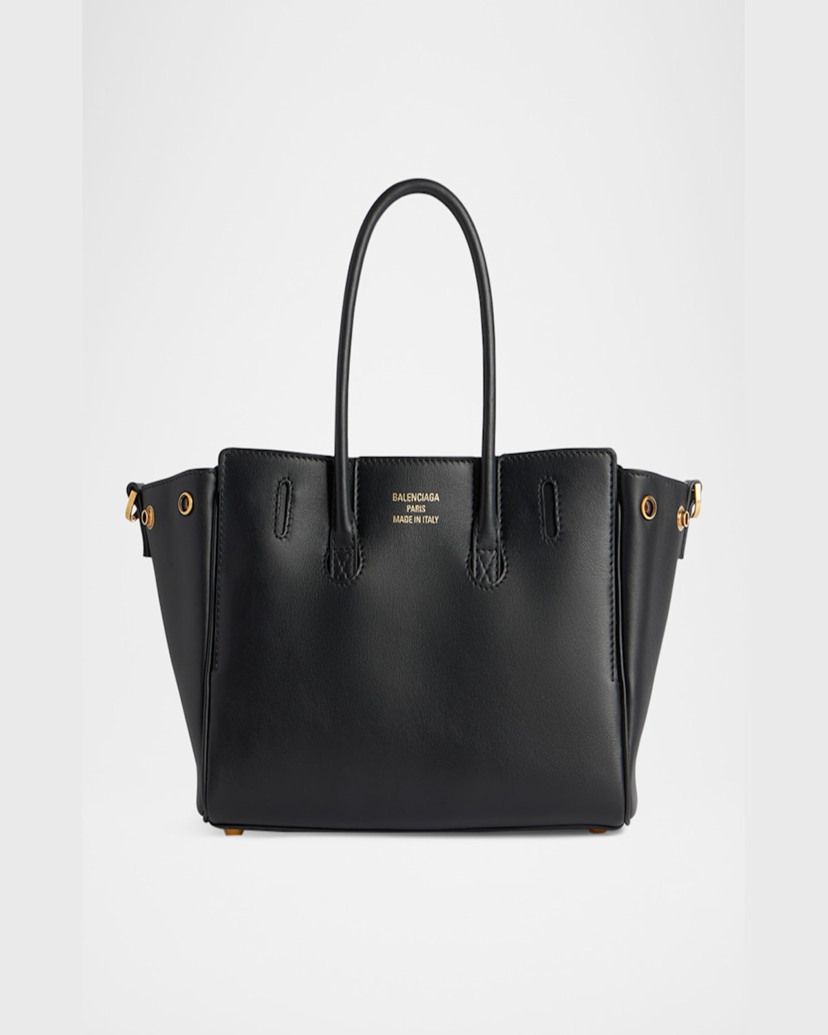 Balenciaga Women Black Leather Medium Carry All Bel Air Shopping Bag In 1000 Black