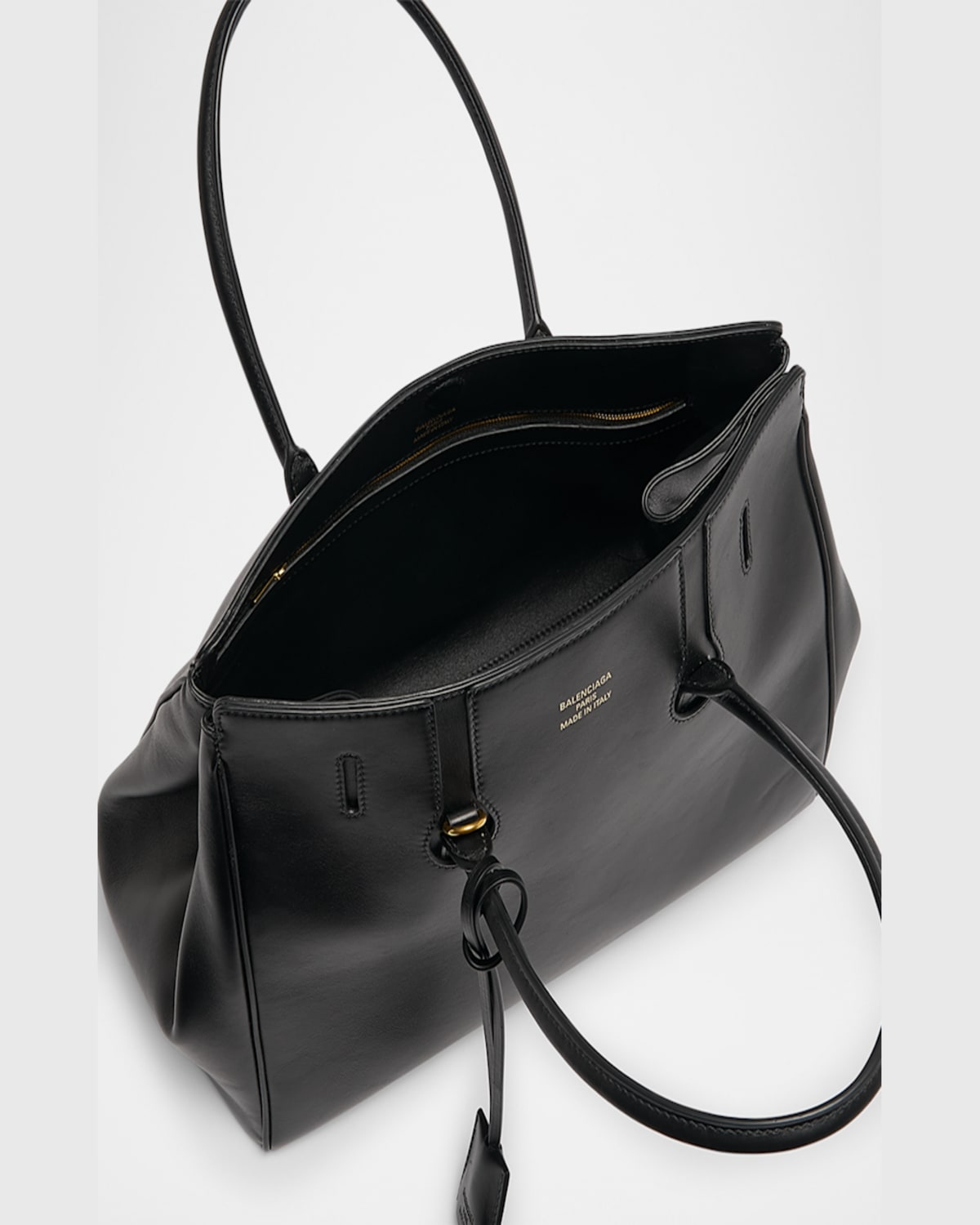 Balenciaga Women Black Leather Mini Carry All Hampton Shopping Bag In 1000 Black