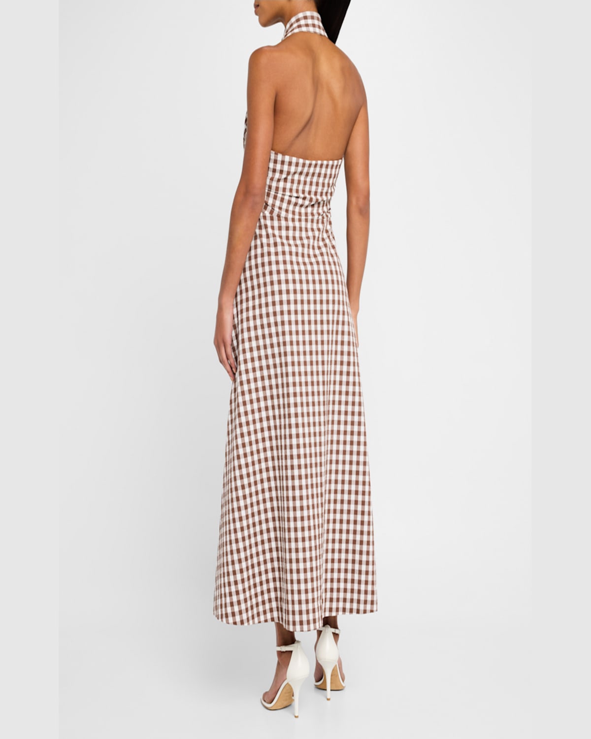 Veronica Beard Mackey Button-front Gingham Midi Dress In Light Chickorydove