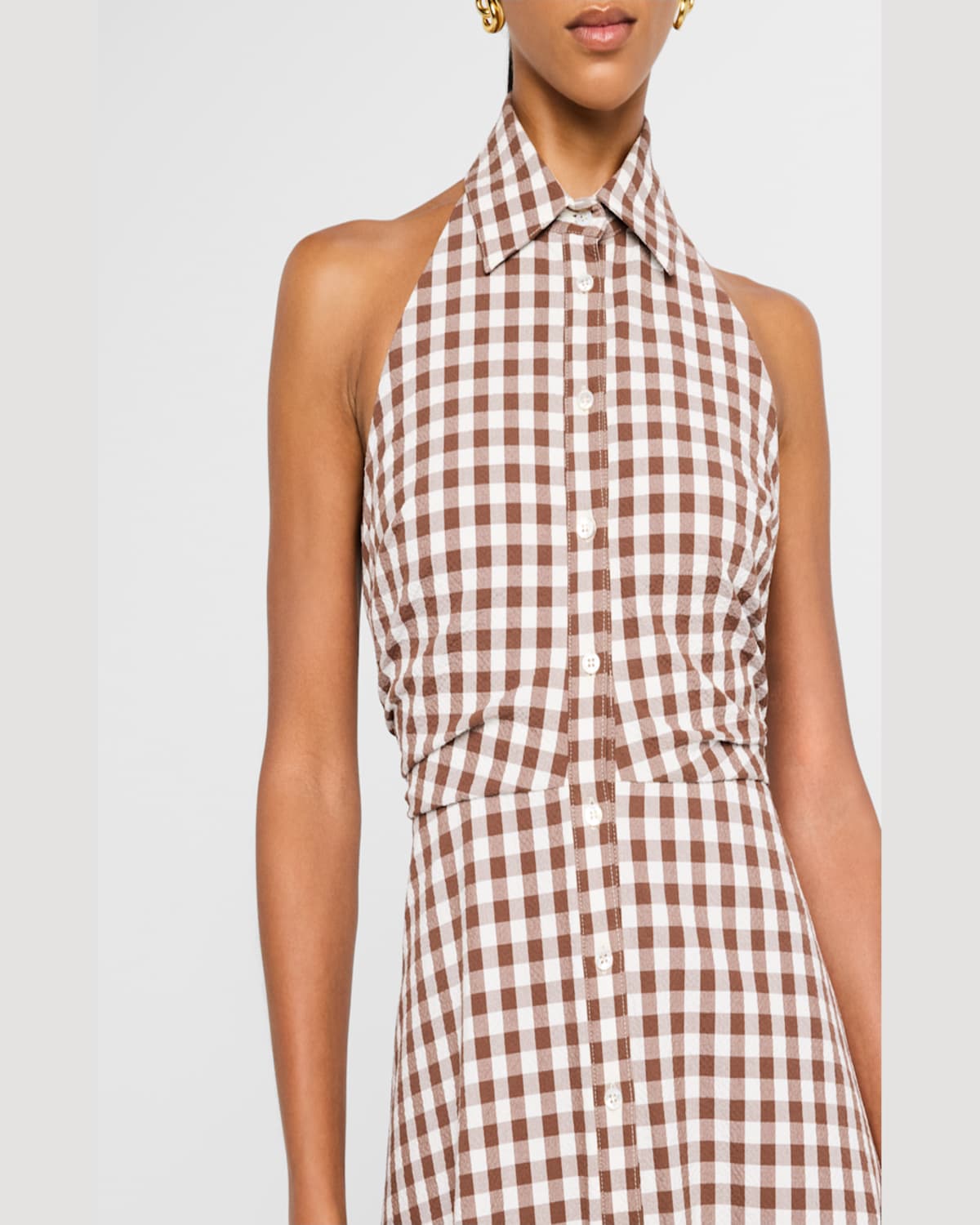 Veronica Beard Mackey Button-front Gingham Midi Dress In Light Chickorydove