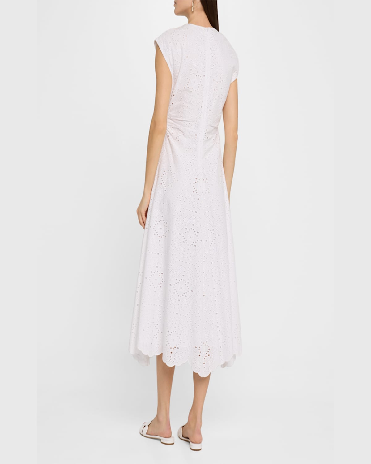 Shop Veronica Beard Aven Eyelet A-line Midi Dress In White