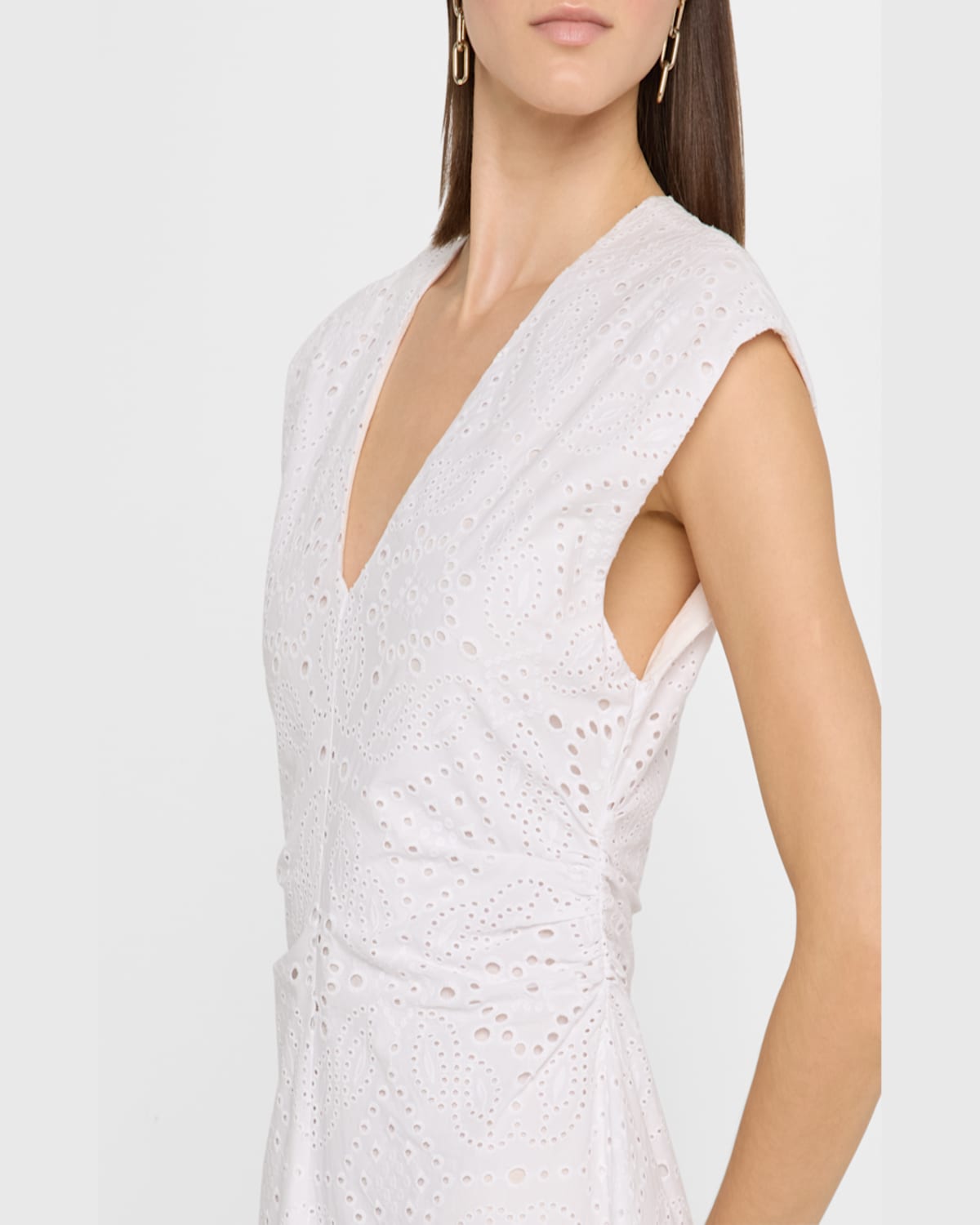Shop Veronica Beard Aven Eyelet A-line Midi Dress In White
