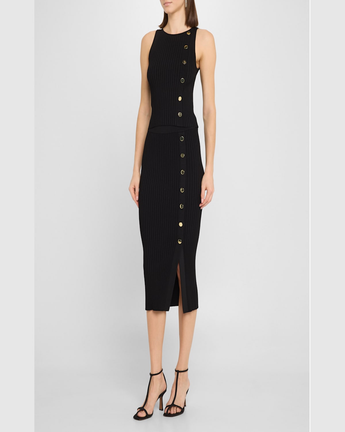 Shop Veronica Beard Tanner Buttoned Rib Midi Skirt In Black
