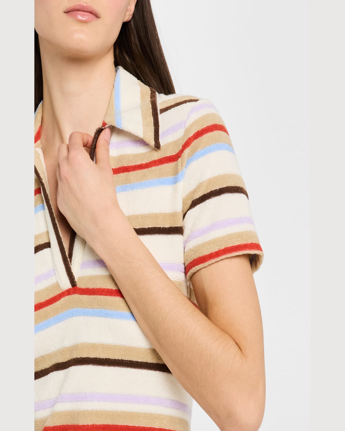 VERONICA BEARD BAILEY STRIPE SHORT-SLEEVE POLO DRESS 