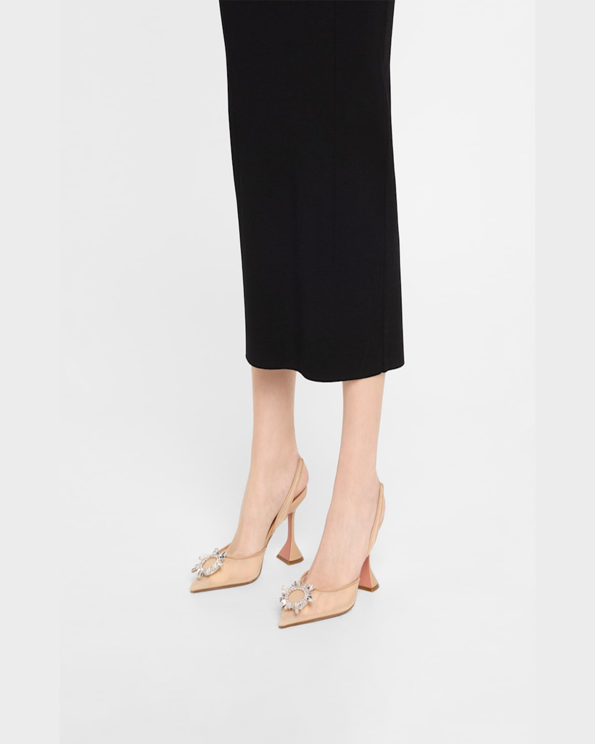 Amina Muaddi Women Begum Mesh Slingback Pumps In Beige