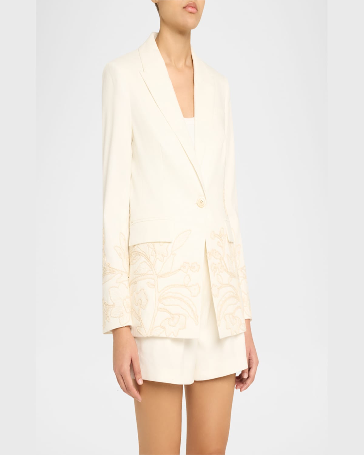 Shop Veronica Beard Long And Lean Dickey Jacket In Off White