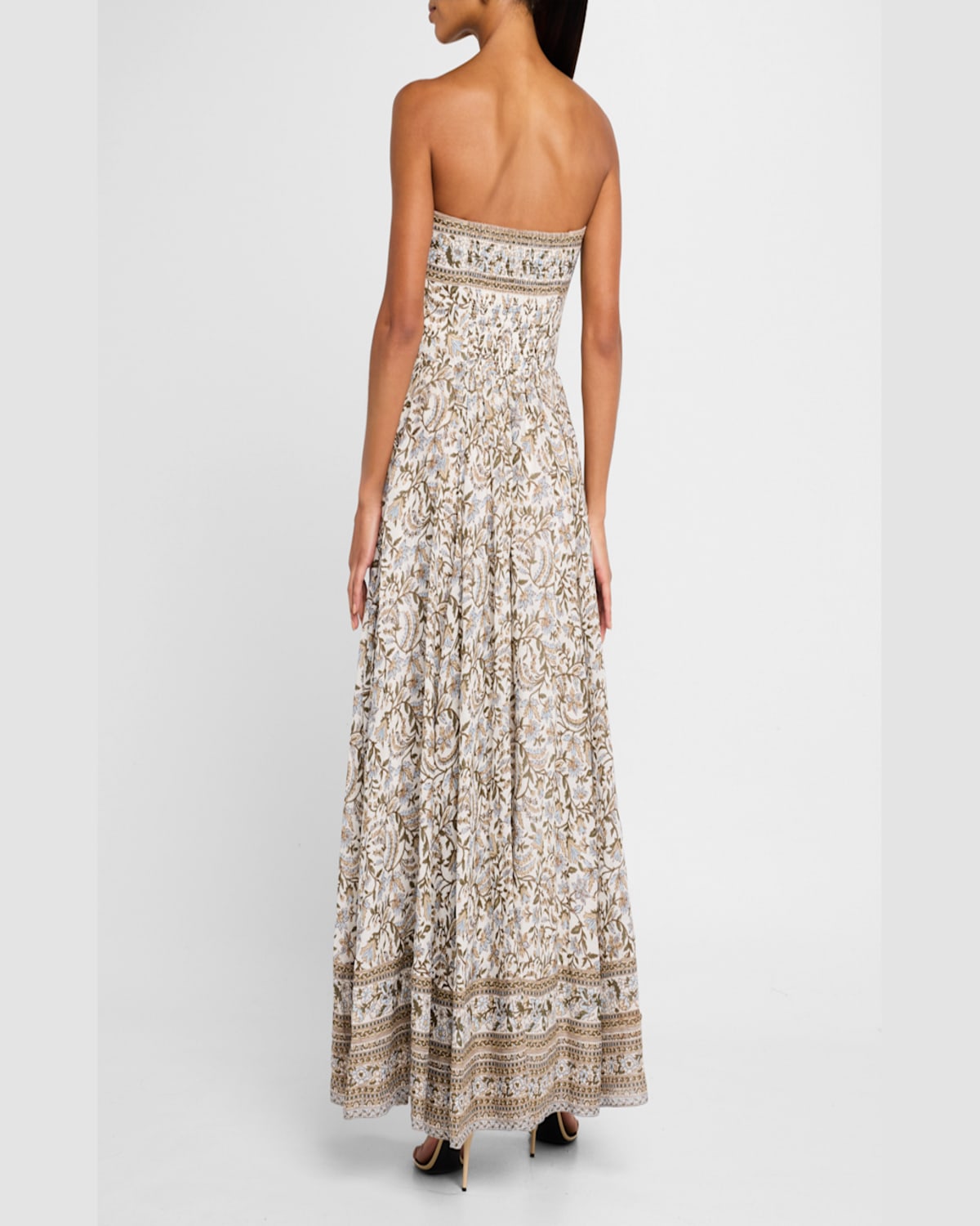 Shop Veronica Beard Lana Floral Strapless Maxi Dress In Dove Multi