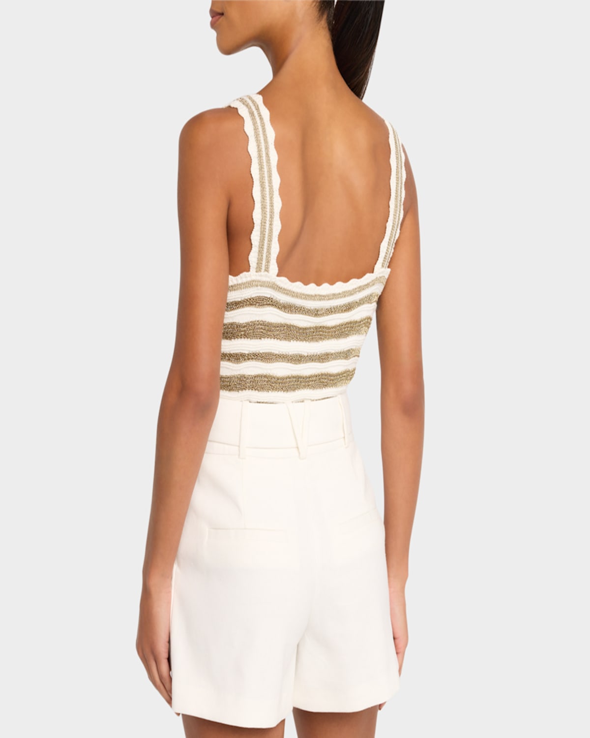 Veronica Beard Binetto Stripe Knit Tank Top In Off Whitegold