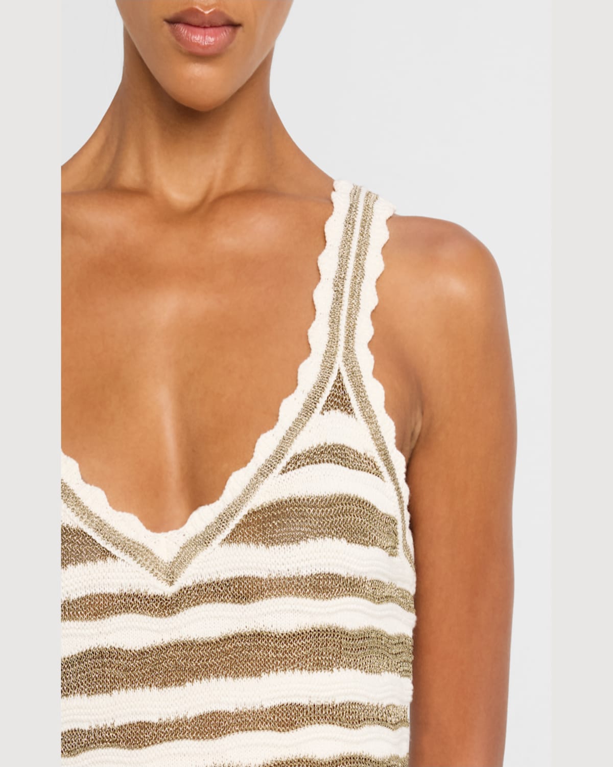 Veronica Beard Binetto Stripe Knit Tank Top In Off Whitegold