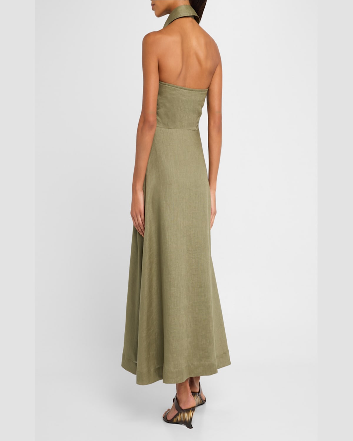Veronica Beard Mackey Button-front A-line Dress In Stone Army