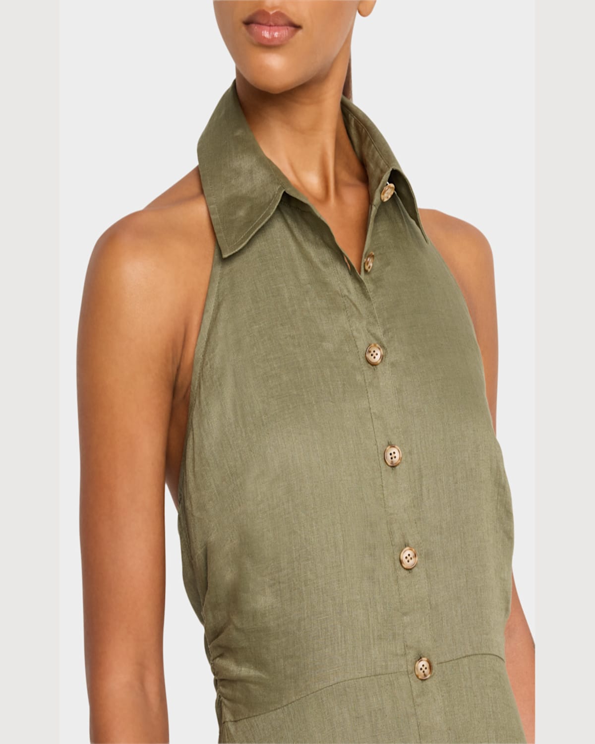 Veronica Beard Mackey Button-front A-line Dress In Stone Army