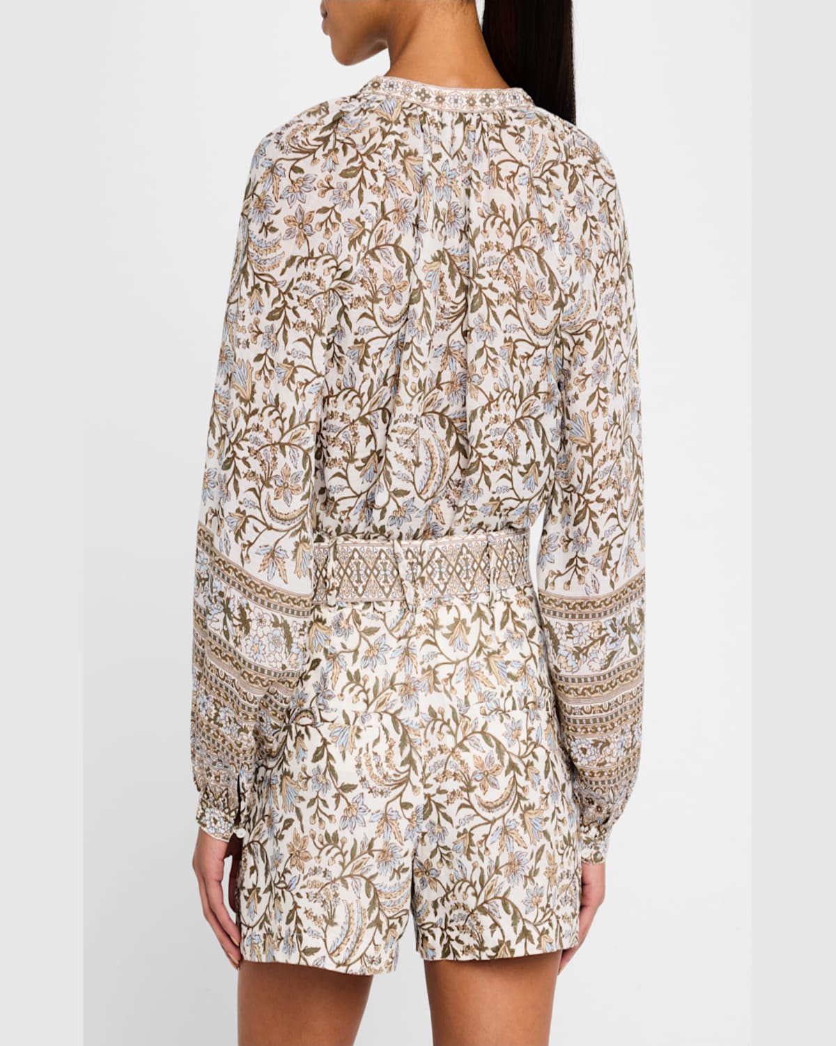 Veronica Beard Ailani Printed Long-sleeve Top In Dove Multi