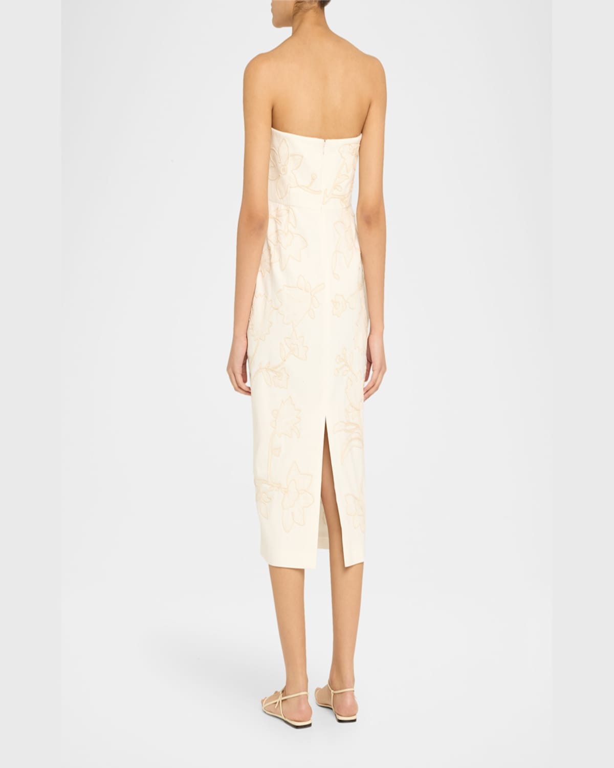 Veronica Beard Netia Strapless Embroidered Dress In Off White