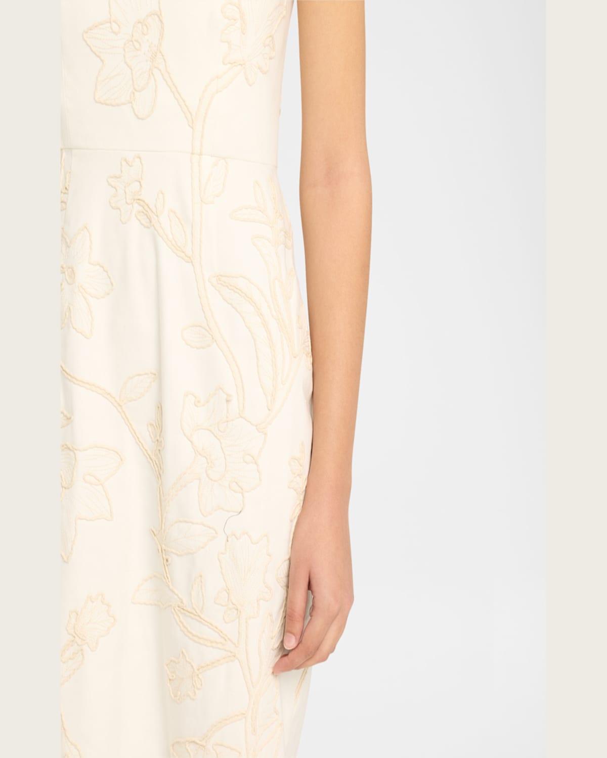 Veronica Beard Netia Strapless Embroidered Dress In Off White