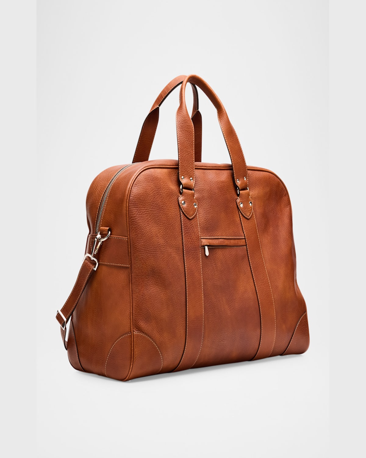 Brunello Cucinelli Men's Grained Leather Travel Duffel Bag In Copper