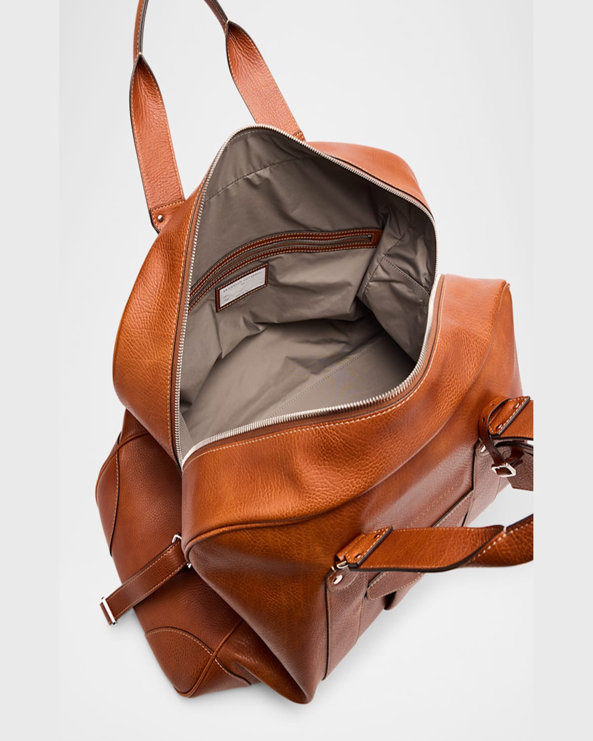 Brunello Cucinelli Men's Grained Leather Travel Duffel Bag In Copper