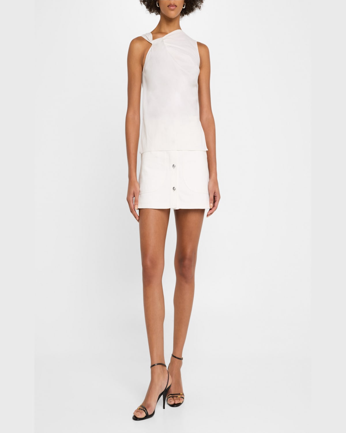 Adam Lippes Feyda Twisted Compact Cotton Poplin Top In White