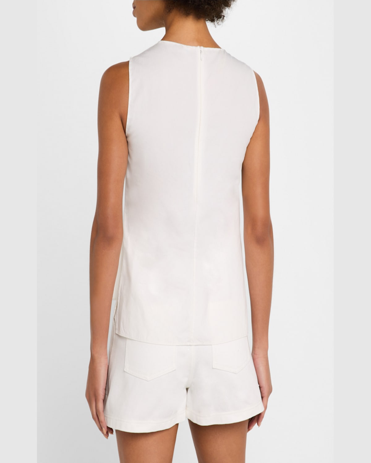 Adam Lippes Feyda Twisted Compact Cotton Poplin Top In White