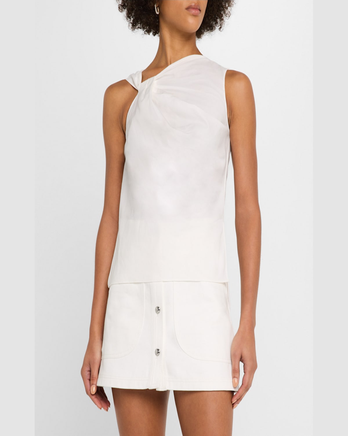 Adam Lippes Feyda Twisted Compact Cotton Poplin Top In White