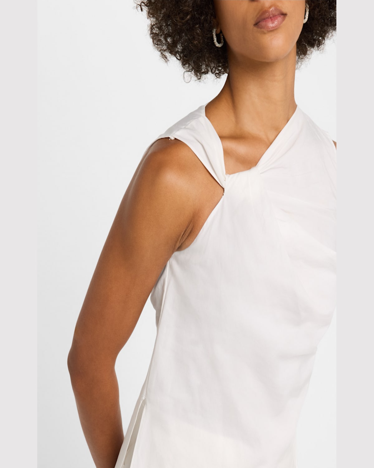 Adam Lippes Feyda Twisted Compact Cotton Poplin Top In White