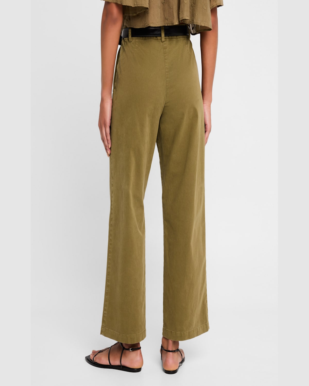Shop Nili Lotan Nohan Cropped Cotton Pants In Military Green