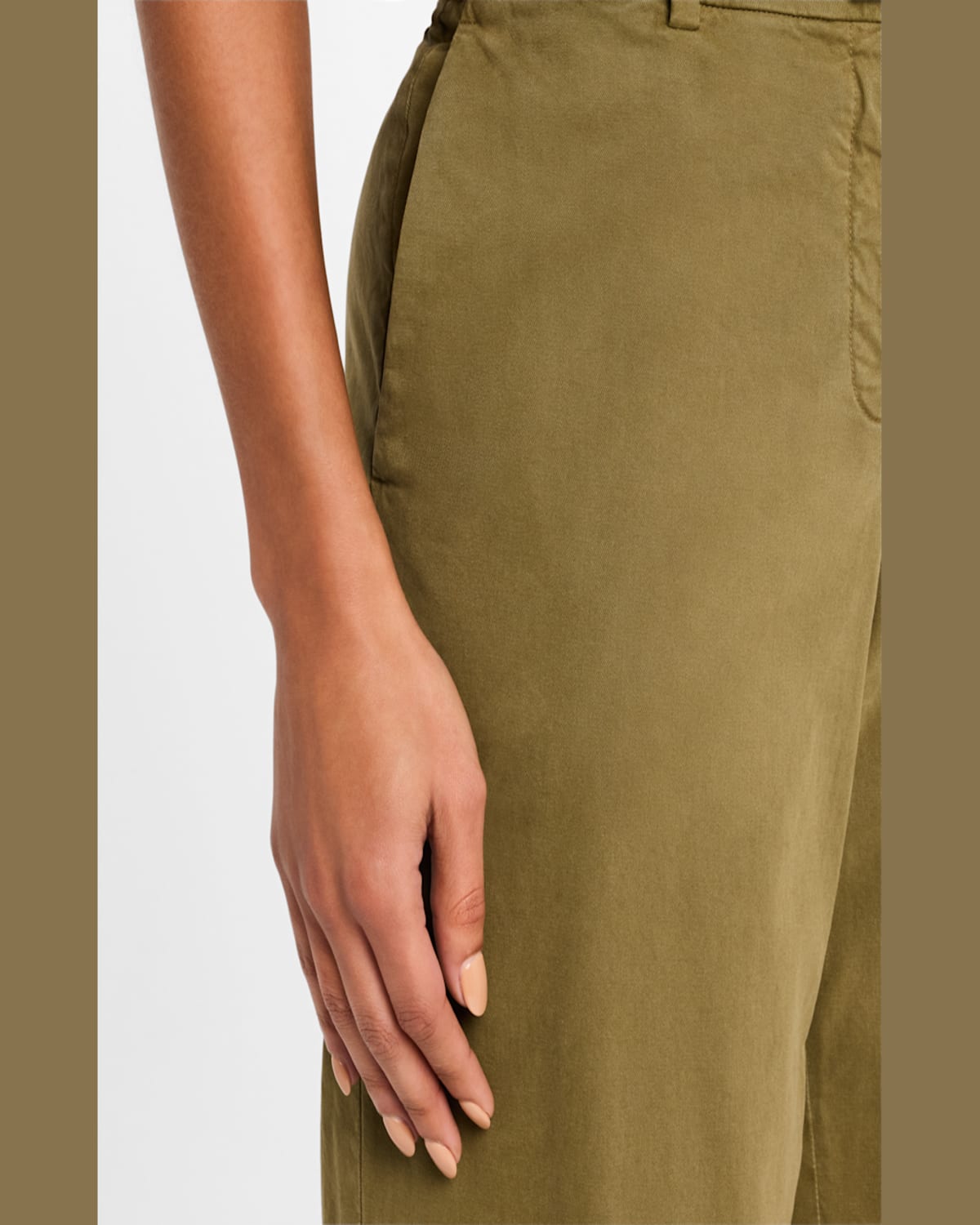 Shop Nili Lotan Nohan Cropped Cotton Pants In Military Green