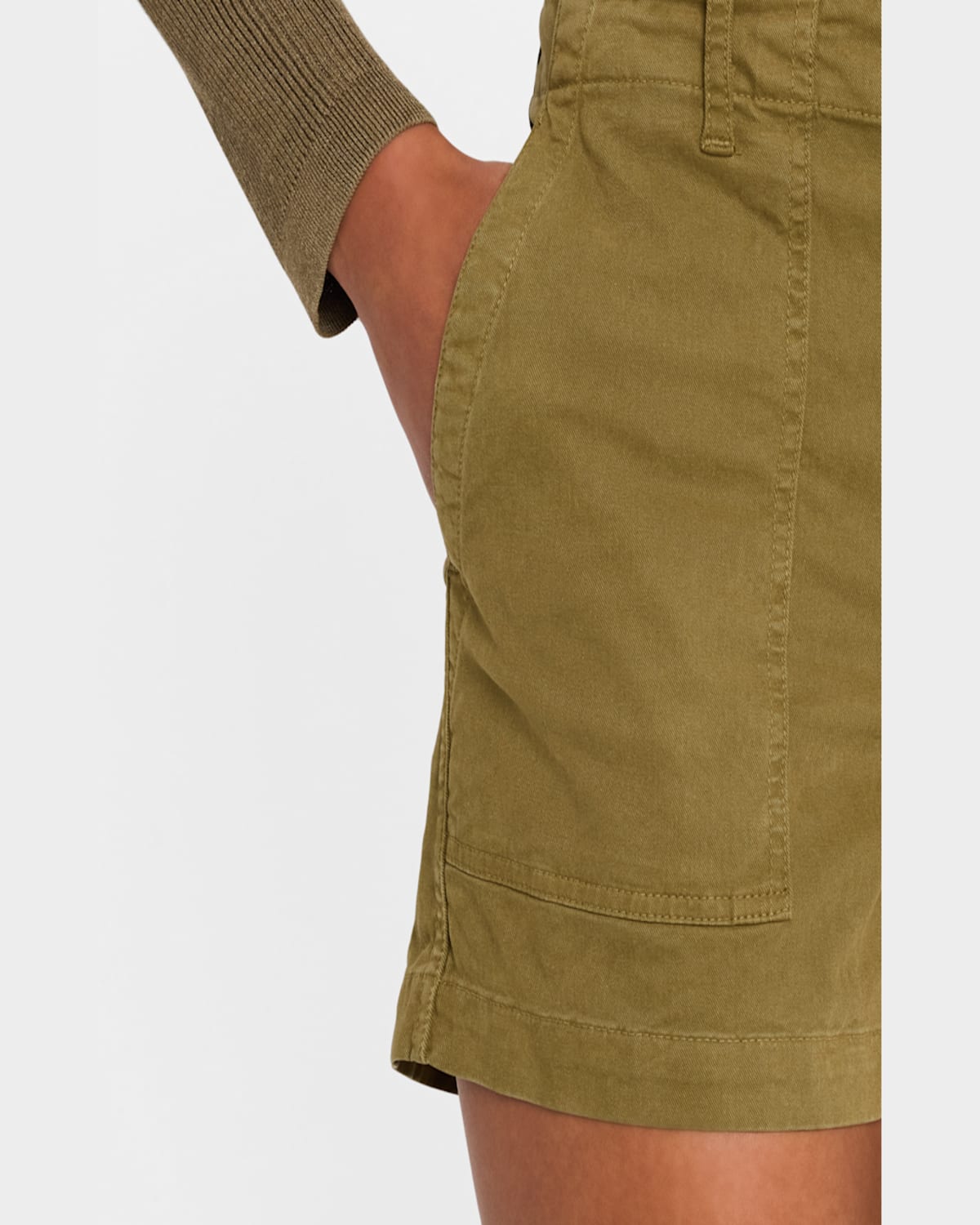 Nili Lotan Utility Cotton Gabardine Shorts In Military Green