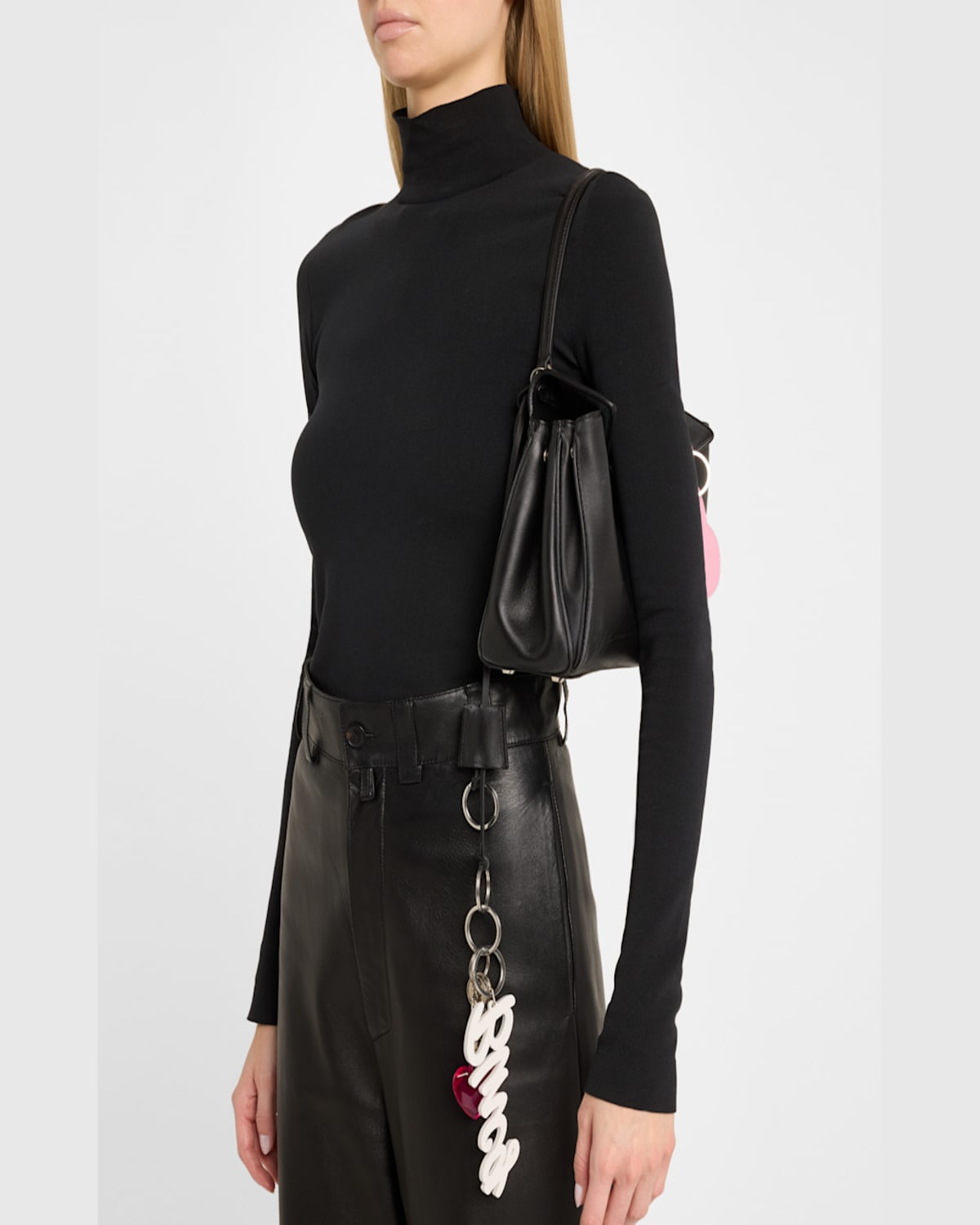 Balenciaga Rodeo Small Fold-over Leather Shoulder Bag With Charms In 1000 Black