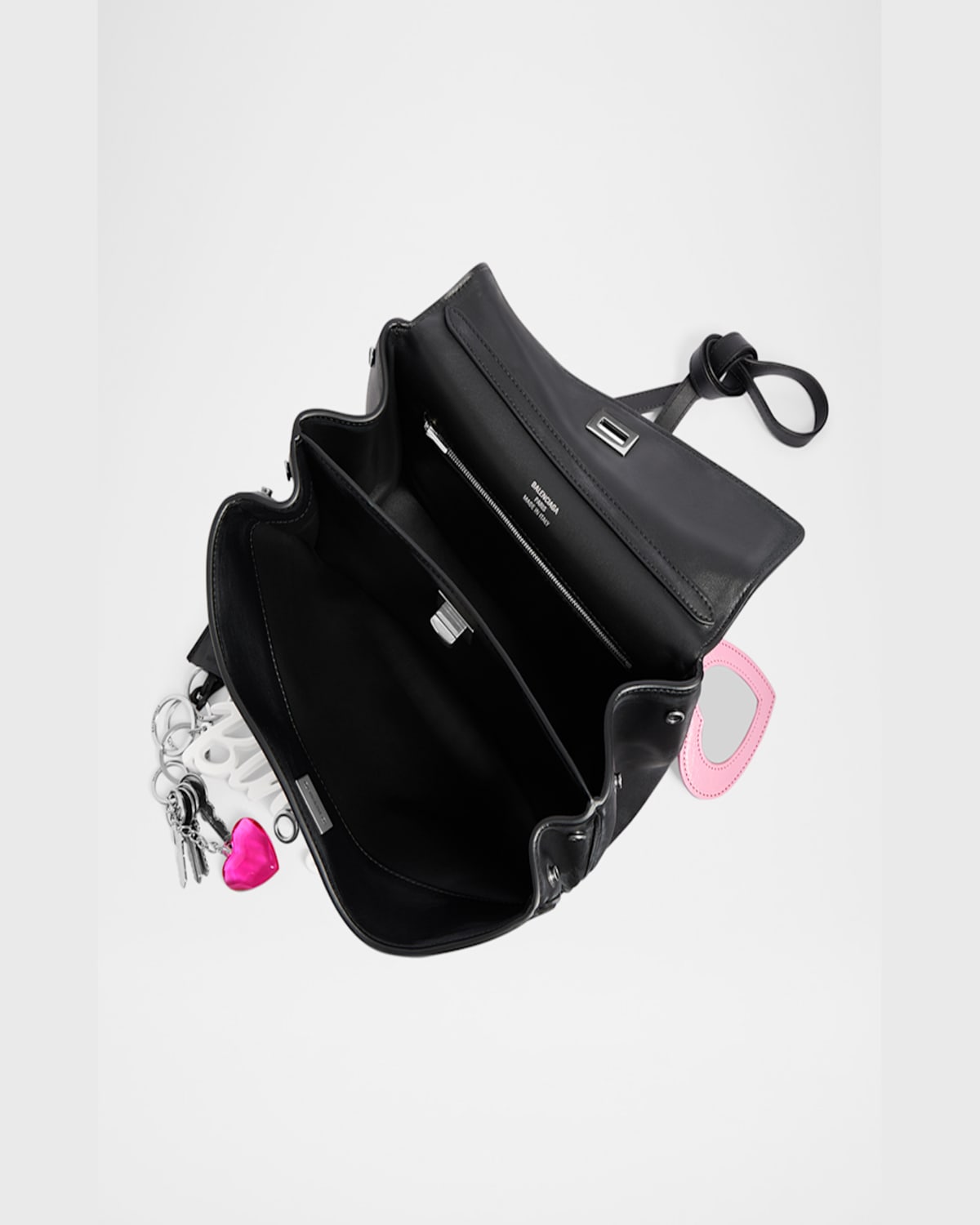 Balenciaga Rodeo Small Fold-over Leather Shoulder Bag With Charms In 1000 Black