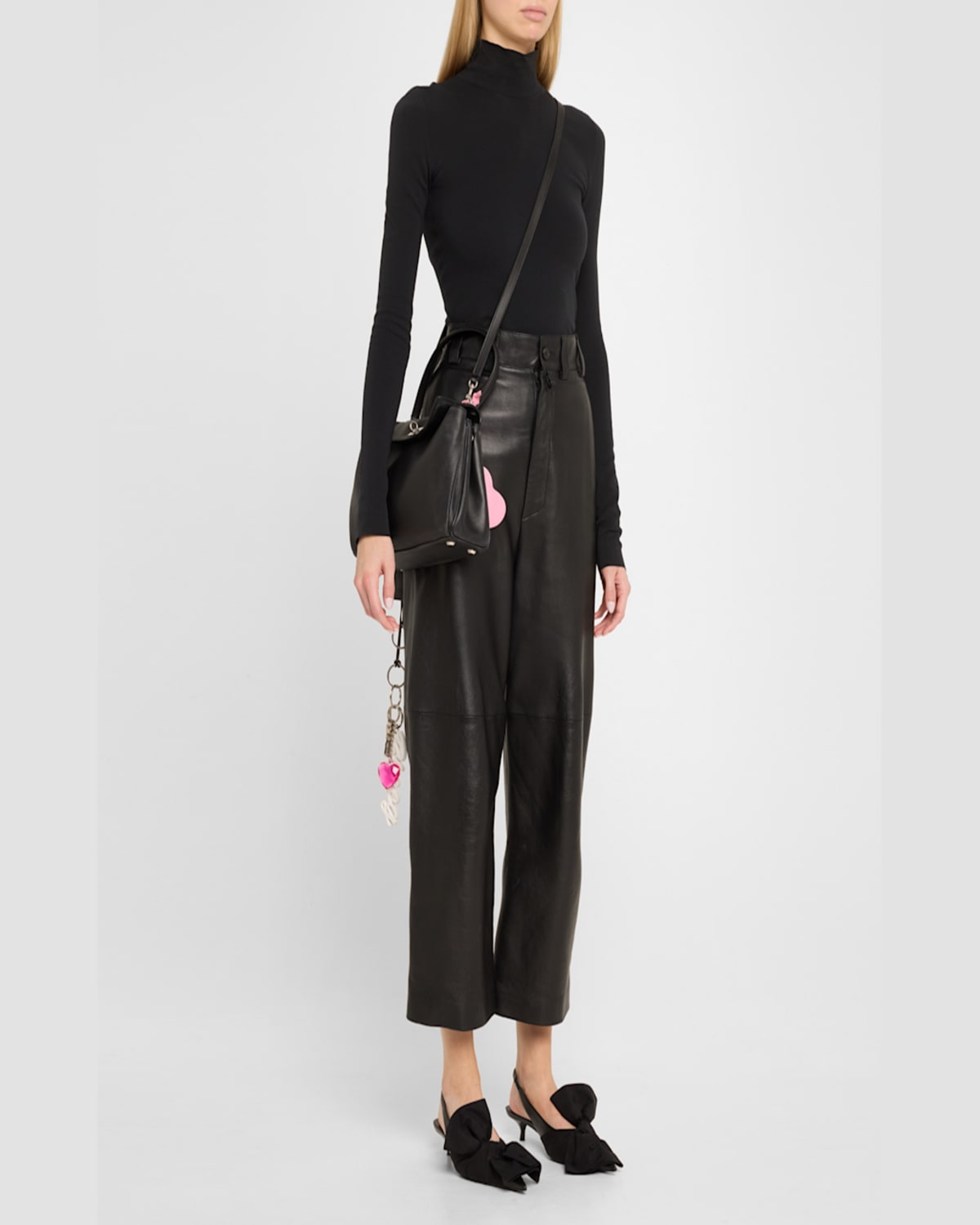 Balenciaga Rodeo Small Fold-over Leather Shoulder Bag With Charms In 1000 Black
